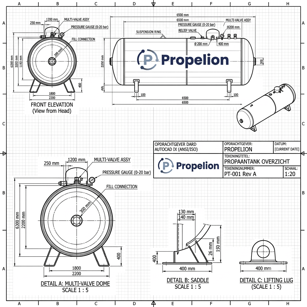 Autocad indicatie propaantank