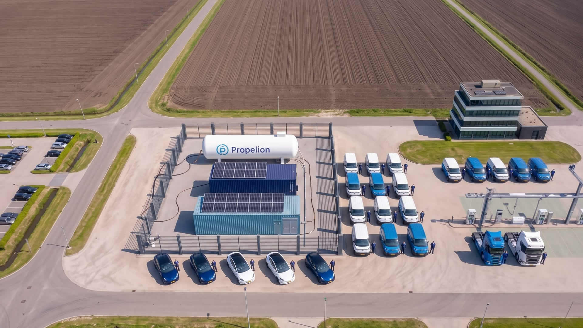 Het elektrische wagenpark bij het microgrid wat de laadinfra voedt